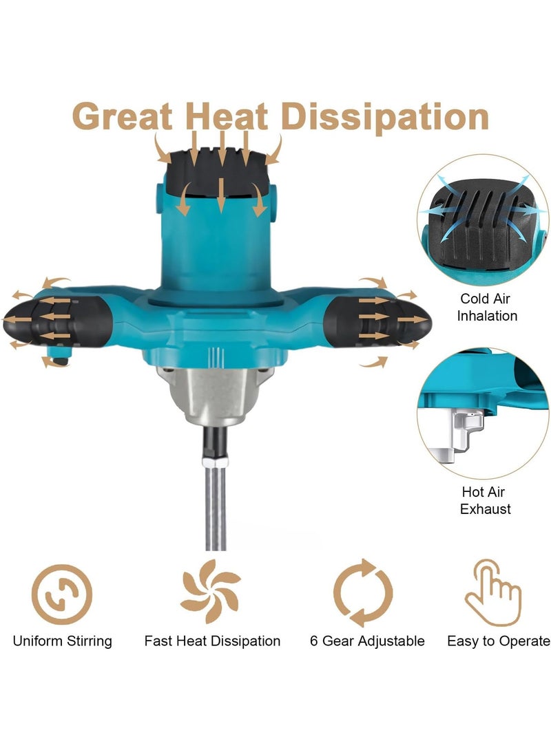 BlueFire Powerful and efficient, this 1400W electric paint mixer stirrer is designed for professional and industrial mixing tasks. With 6 adjustable speed settings and a strong 220V motor, it delivers stable performance for mixing cement, concrete, mortar, plaster, paint, grout, mud, fodder, glue, and other medium-viscosity materials. - Image 4